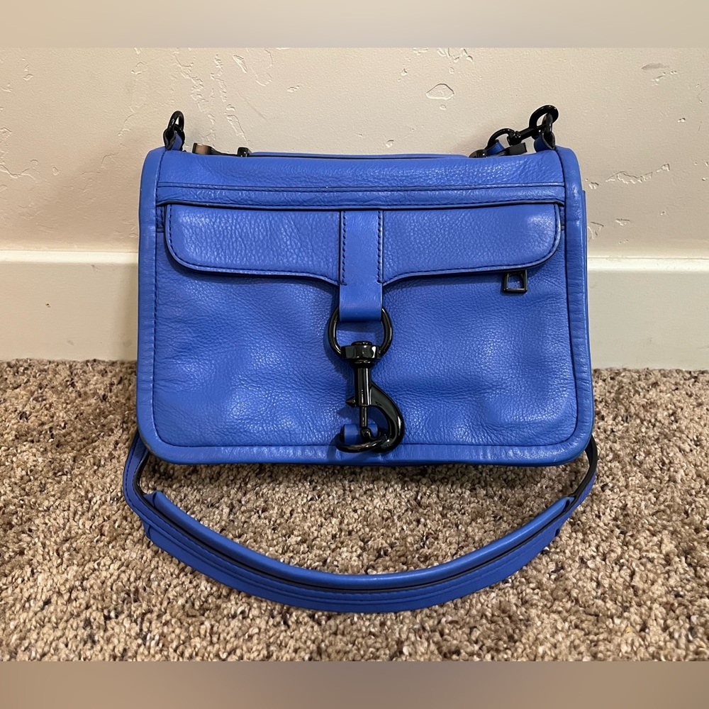 Rebecca Minkoff Crossbody Flap Bag Blue Leather